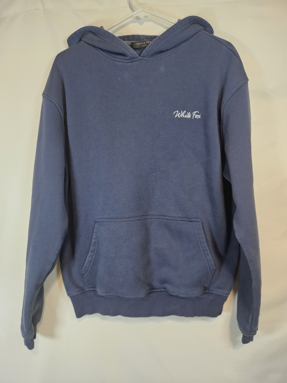 White Fox Boutique Blue Hooded Sweatshirt with Script Logo